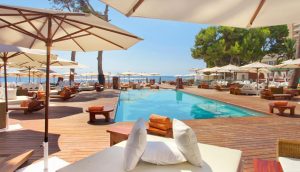 View of the great pool area of Nikki Beach