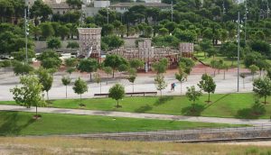 A view over the playground looking like a castle