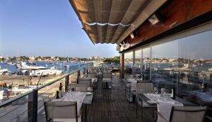 Overlooking the harbour and bay of Portocolom from restaurant Sa Llotja